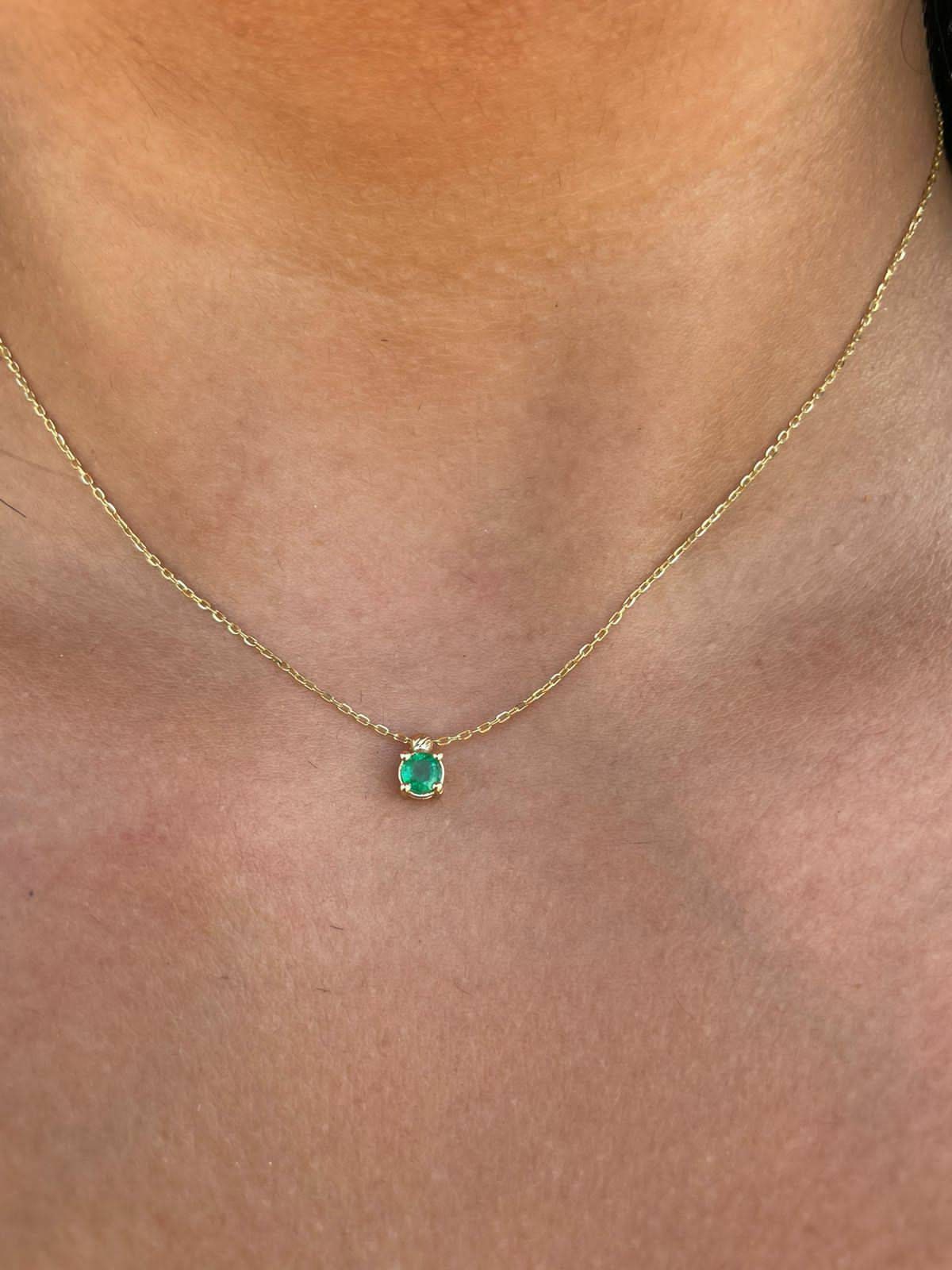 18K Solid Gold Necklace, Real Emerald, Natural Emerald Pendant, Emerald stone, Real Gold, Genuine stones, Necklace, May Xmas Gift