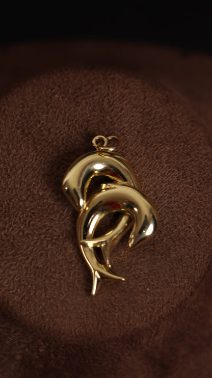 Gold Pendant for Necklace 18k Gold Dolphin Pendant, Gold Pendant Charm, Handmade Jewelry, Solid Gold Pendant, Beach Jewelry, Dolphin Gift