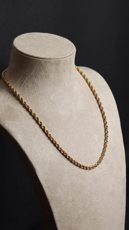 18k Necklace Solid Gold, 18k Rope Chain, Women's Gold Jewelry, Ladies Gold Chain, Man Gold Chain, Chain for Layering, Gift for her him