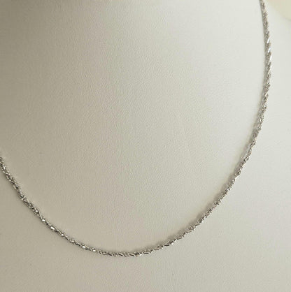 18k White Gold Cuban link Chain Necklace, Solid Curb Necklace Chain 18kt Real Gold Cuban, Genuine Authentic Gold Necklace, Gift for him her