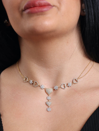 18k Solid Gold Necklace Chain Hearts, Gold necklaces for women, Women's Jewelry, Jewellery Design, Real Gold, Gift for Her