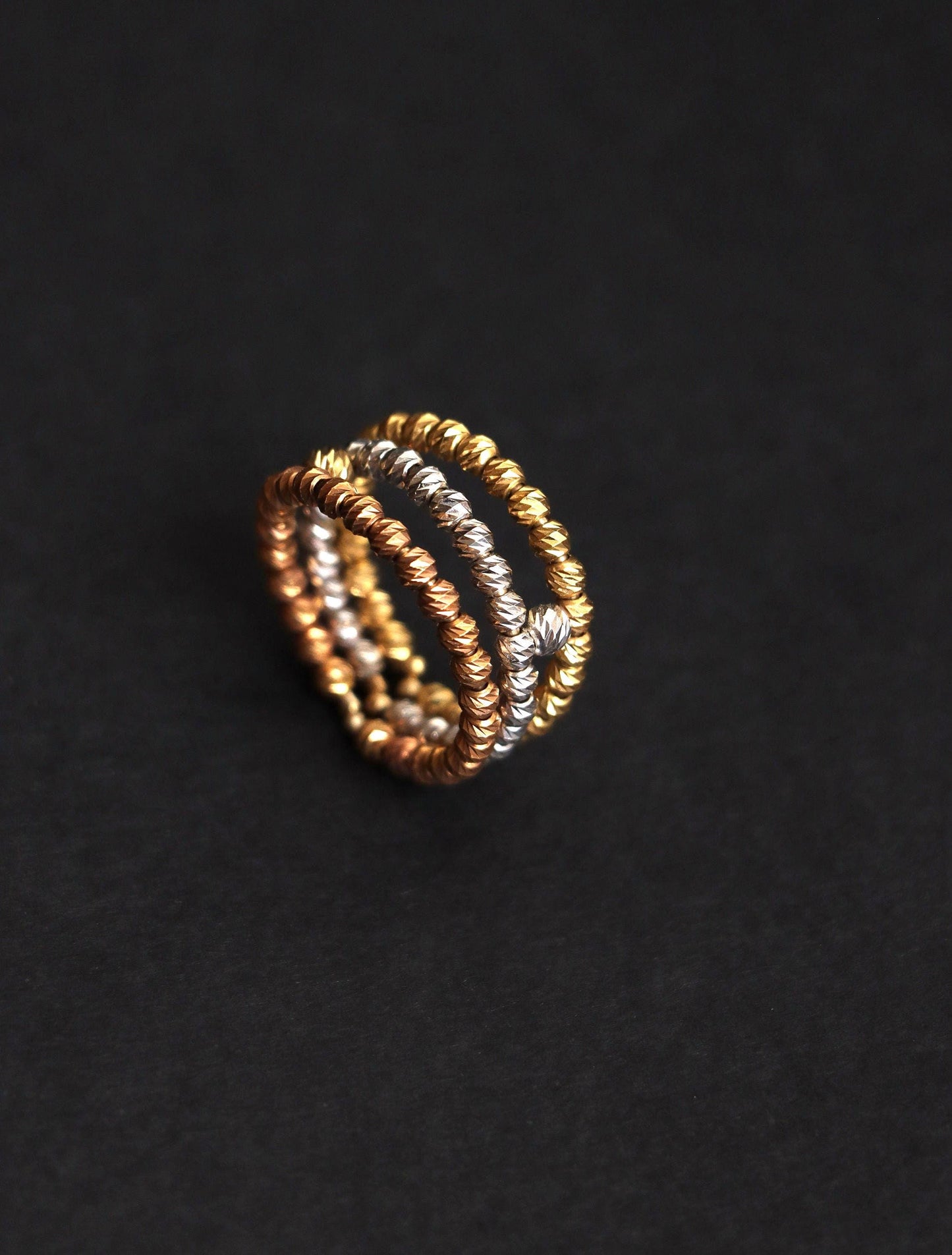 18k Gold Bead Ring tri color yellow white pink, Real Solid Gold Balls, Gold Jewelry Lovers, 18k Bead Ring , Ring For Every Day, Gift for her