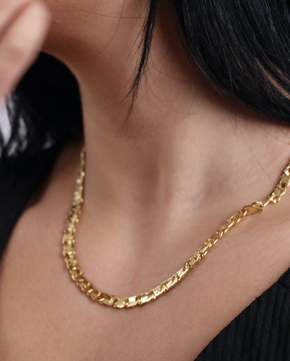 18K Solid Gold Layering Chain Necklace - 18K Gold Chain - Real 18K Gold Chain Necklace 18K Shiny Gold Chain Necklace Birthday Gift Unisex