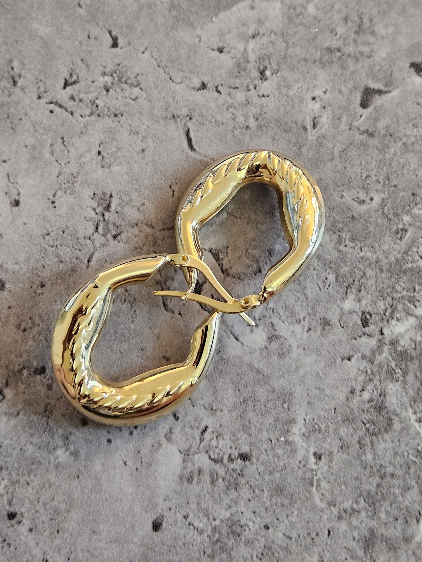 18K earrings gold hoop yellow real solid gold, high quality, genuine gold, real solid gold, gold earrings Italian gold, gift for her