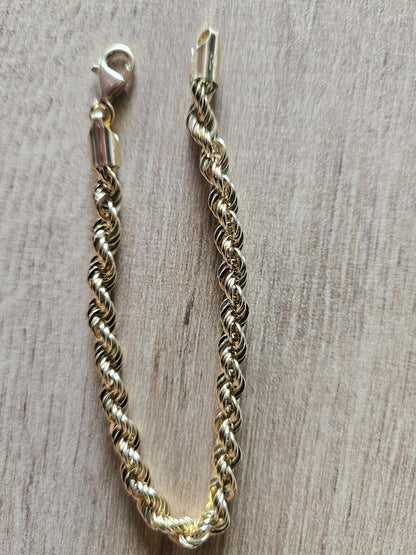 18k Rope Gold Bracelet, Rope Chain Bracelet, Gold Rope Chain, Solid Rope Chain, Real Gold Bracelet, Dainty Gold Bracelet, Anniversary Gift