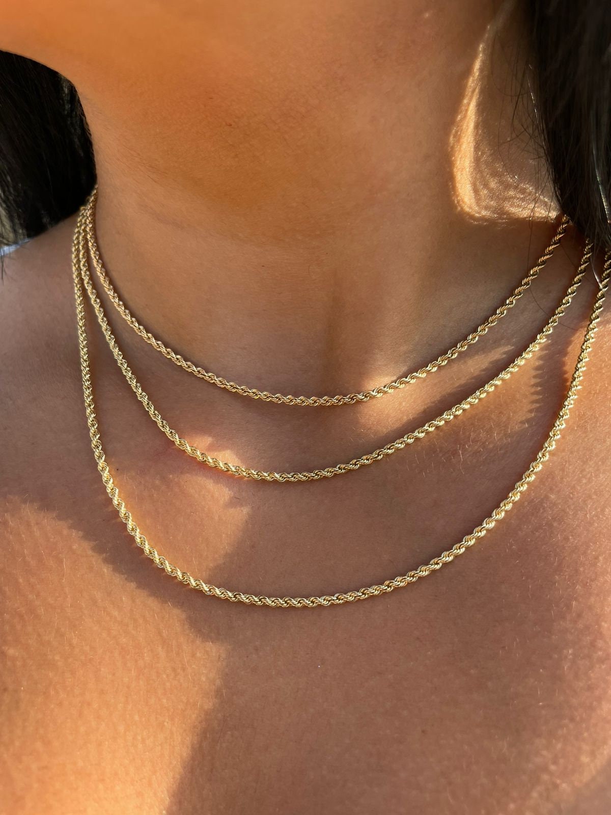 18k Gold Necklace, Rope Chain Necklace, Gold Rope Chain, Solid Gold Rope Chain, Real Gold Necklace, Dainty Gold Necklace, Anniversary Gift