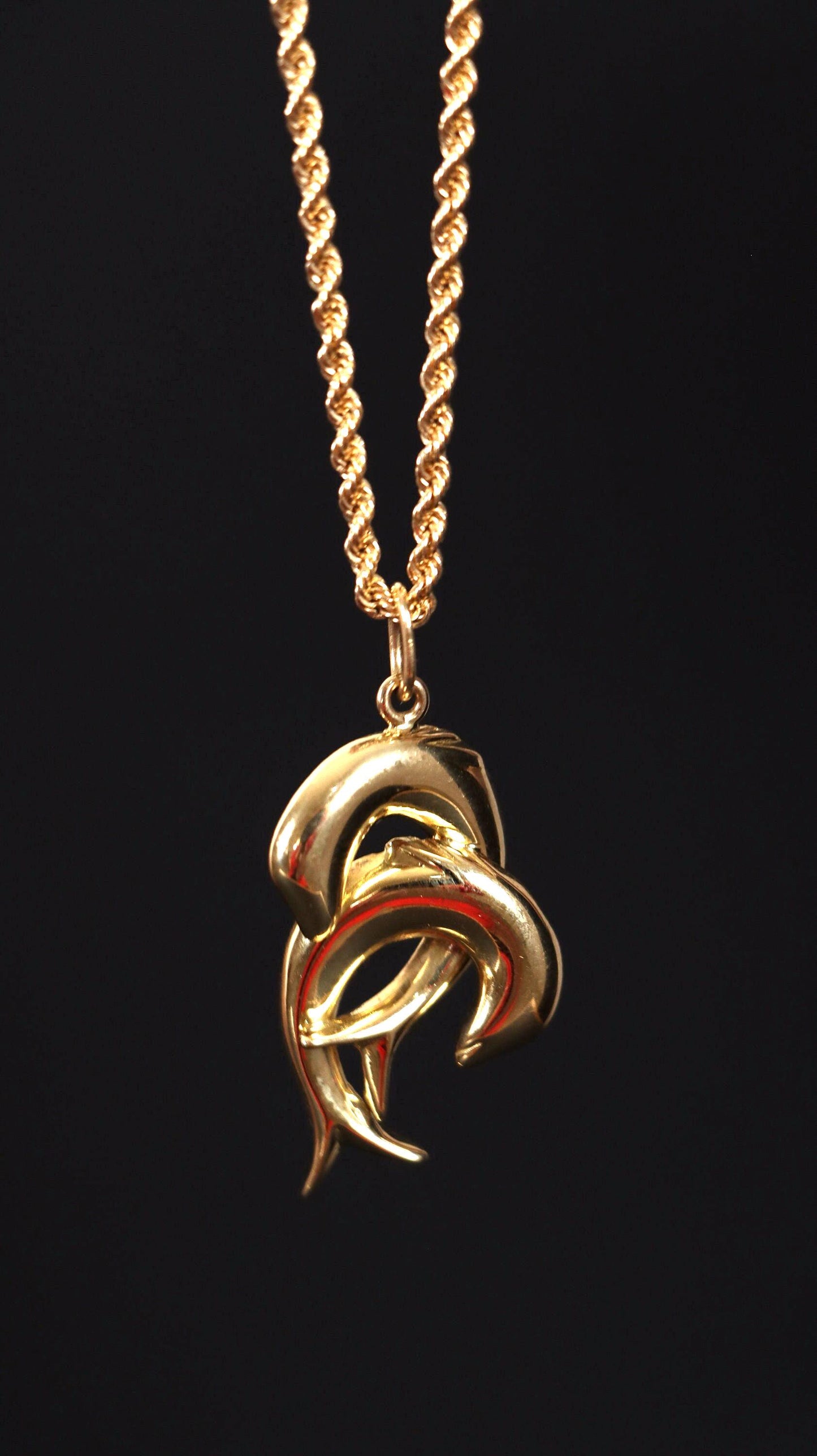 Gold Pendant for Necklace 18k Gold Dolphin Pendant, Gold Pendant Charm, Handmade Jewelry, Solid Gold Pendant, Beach Jewelry, Dolphin Gift