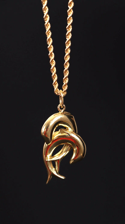 Gold Pendant for Necklace 18k Gold Dolphin Pendant, Gold Pendant Charm, Handmade Jewelry, Solid Gold Pendant, Beach Jewelry, Dolphin Gift