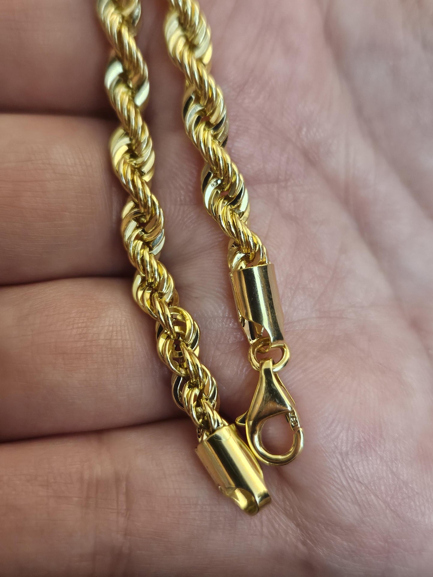 18k Rope Gold Bracelet, Rope Chain Bracelet, Gold Rope Chain, Solid Rope Chain, Real Gold Bracelet, Dainty Gold Bracelet, Anniversary Gift