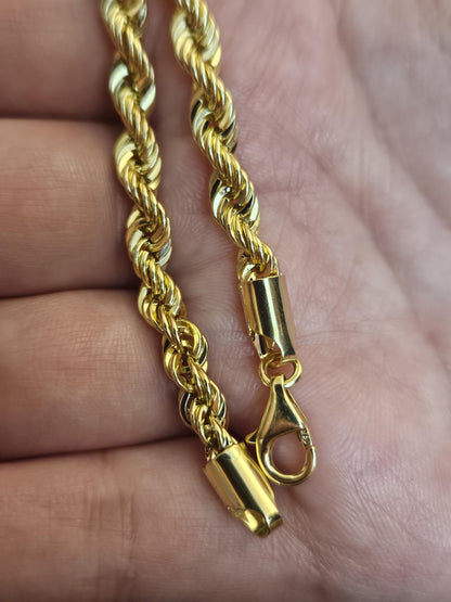 18k Rope Gold Bracelet, Rope Chain Bracelet, Gold Rope Chain, Solid Rope Chain, Real Gold Bracelet, Dainty Gold Bracelet, Anniversary Gift