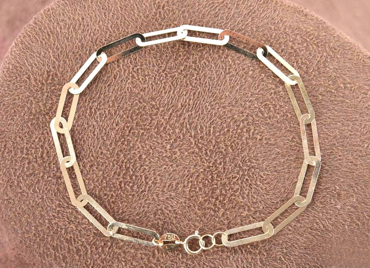 Paperclip Bracelet 18k Solid Gold Chain Bracelet, Dainty Chain, In Trend Chain Bracelet in Gold, Delicate / NOT HOLLOW!, Gift for Her