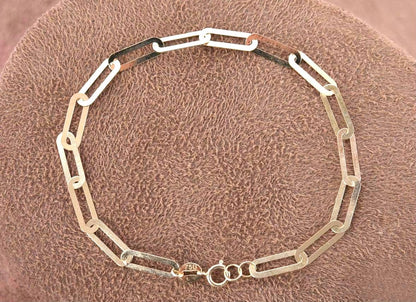 Paperclip Bracelet 18k Solid Gold Chain Bracelet, Dainty Chain, In Trend Chain Bracelet in Gold, Delicate / NOT HOLLOW!, Gift for Her