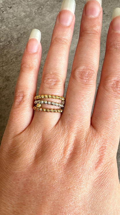 18k Gold Bead Ring tri color yellow white pink, Real Solid Gold Balls, Gold Jewelry Lovers, 18k Bead Ring , Ring For Every Day, Gift for her