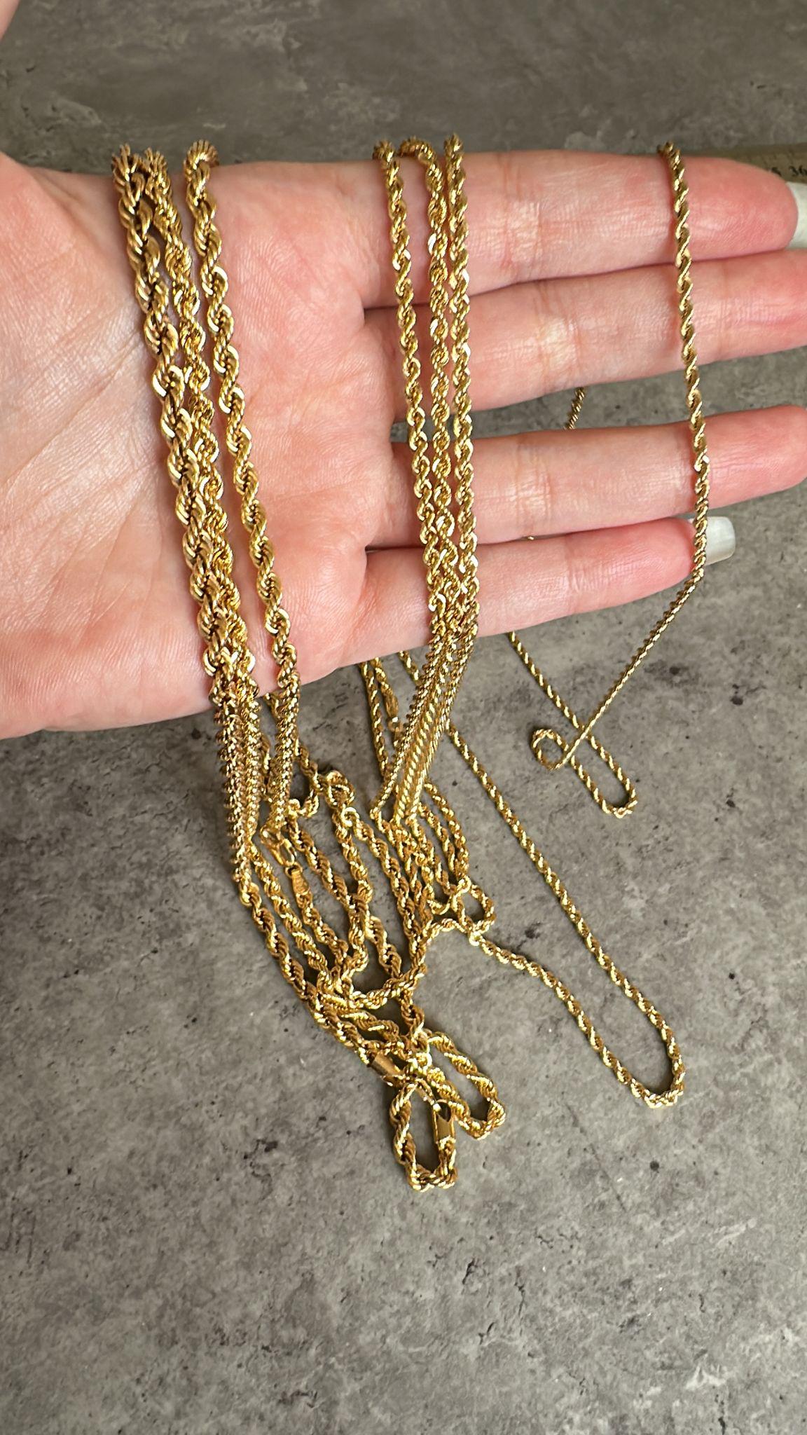 18k Gold Necklace, Rope Chain Necklace, Gold Rope Chain, Solid Gold Rope Chain, Real Gold Necklace, Dainty Gold Necklace, Anniversary Gift