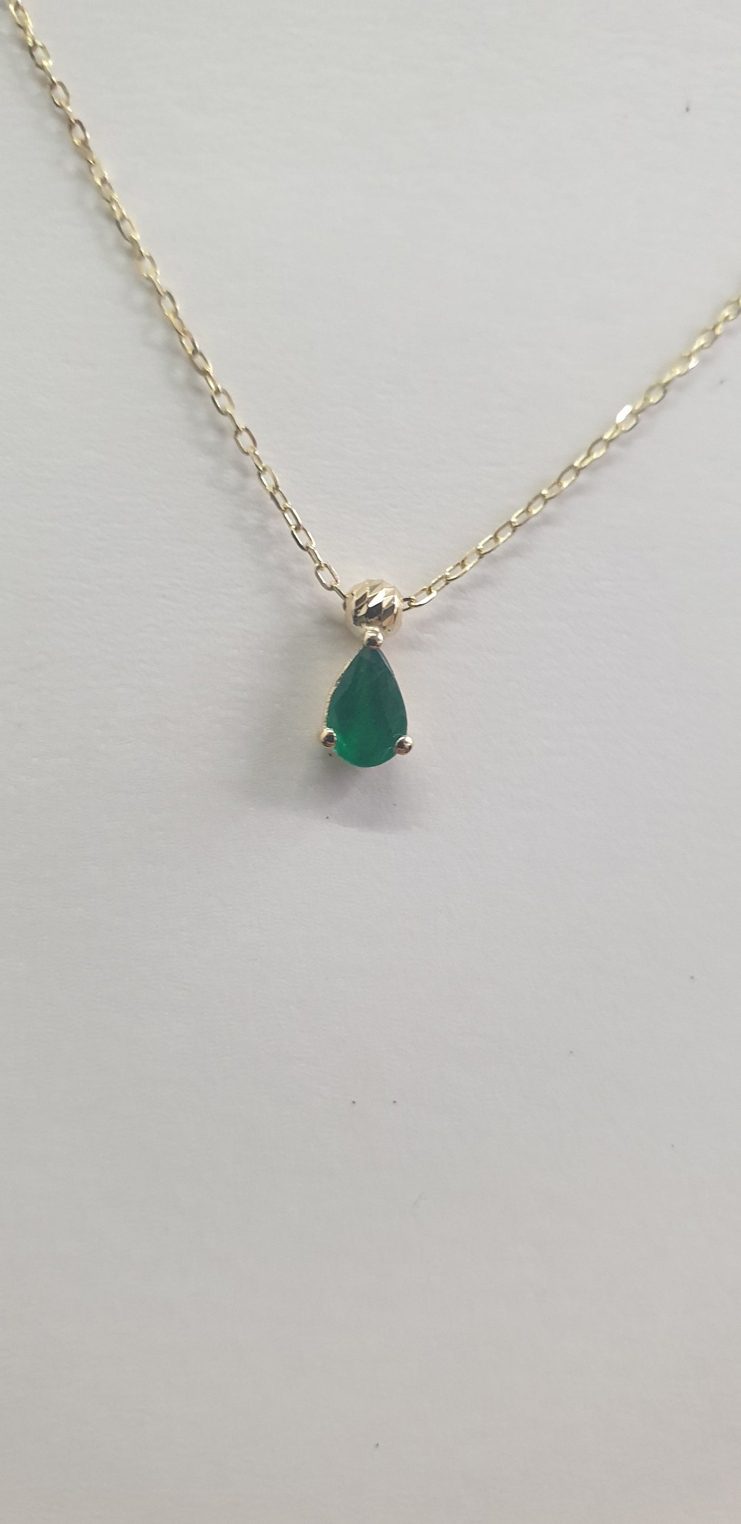 18k Gold Necklace Natural Emerald Pendant, 18K Solid Gold Necklace, Natural Emerald Pendant, Emerald stone, Genuine stones, Gift for her