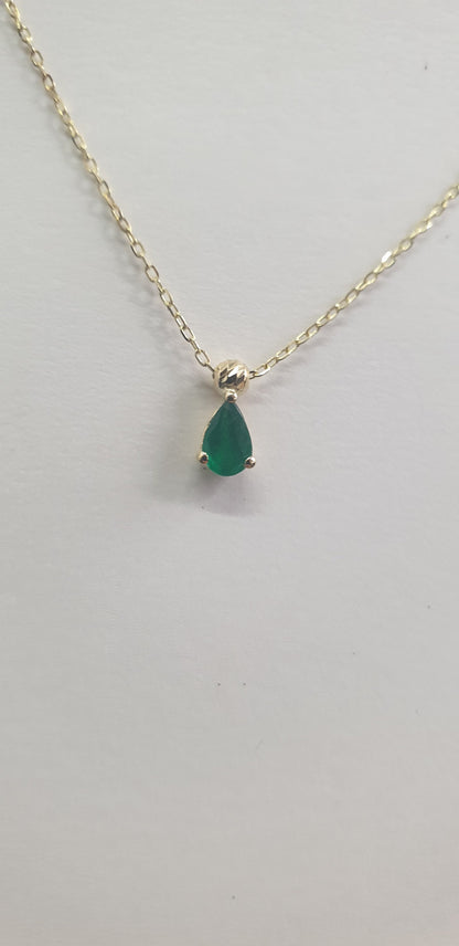 18k Gold Necklace Natural Emerald Pendant, 18K Solid Gold Necklace, Natural Emerald Pendant, Emerald stone, Genuine stones, Gift for her