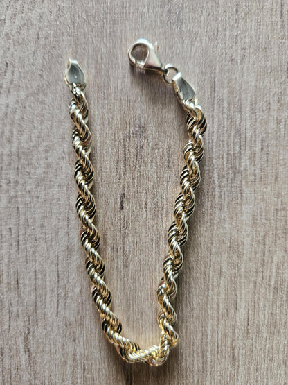 18k Rope Gold Bracelet, Rope Chain Bracelet, Gold Rope Chain, Solid Rope Chain, Real Gold Bracelet, Dainty Gold Bracelet, Anniversary Gift