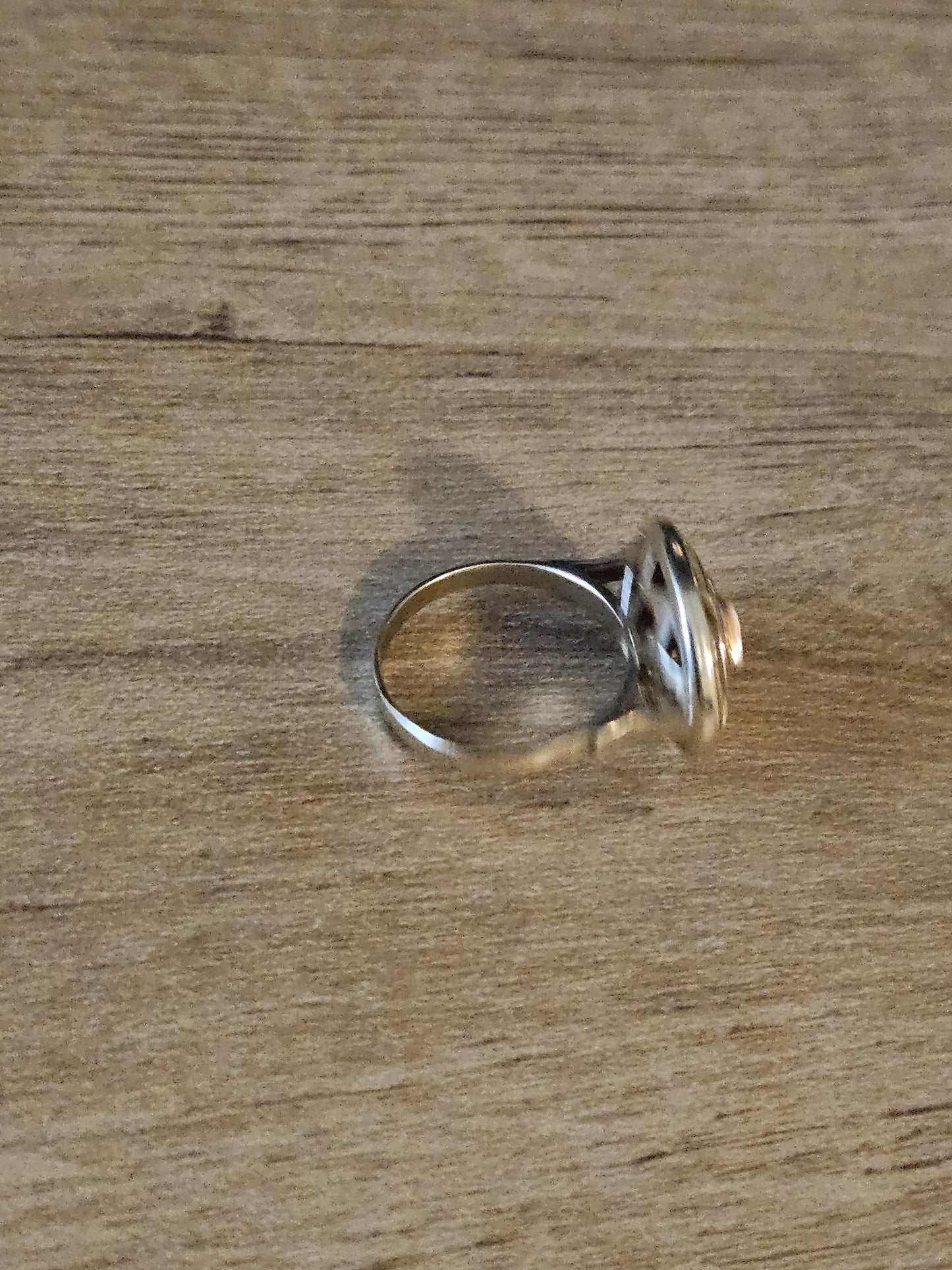 Vintage 14K Gold Ring with Deep Red Center and Clear Accents, Unique Statement Jewelry, Antique Style Cocktail or Engagement Ring, Gift her