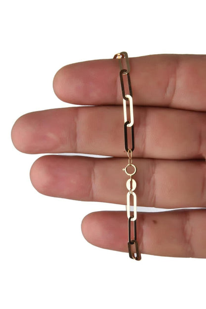 Paperclip Bracelet 18k Solid Gold Chain Bracelet, Dainty Chain, In Trend Chain Bracelet in Gold, Delicate / NOT HOLLOW!, Gift for Her