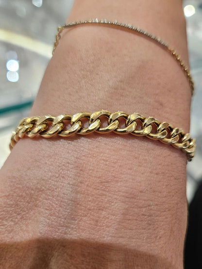Gold Cuban Braclet Curb, 18k Link Chain Bracelet, 5 MM Width, Real Gold Gourmet Bracelet Gift for Her, Gift for Him, Unisex Bracelet