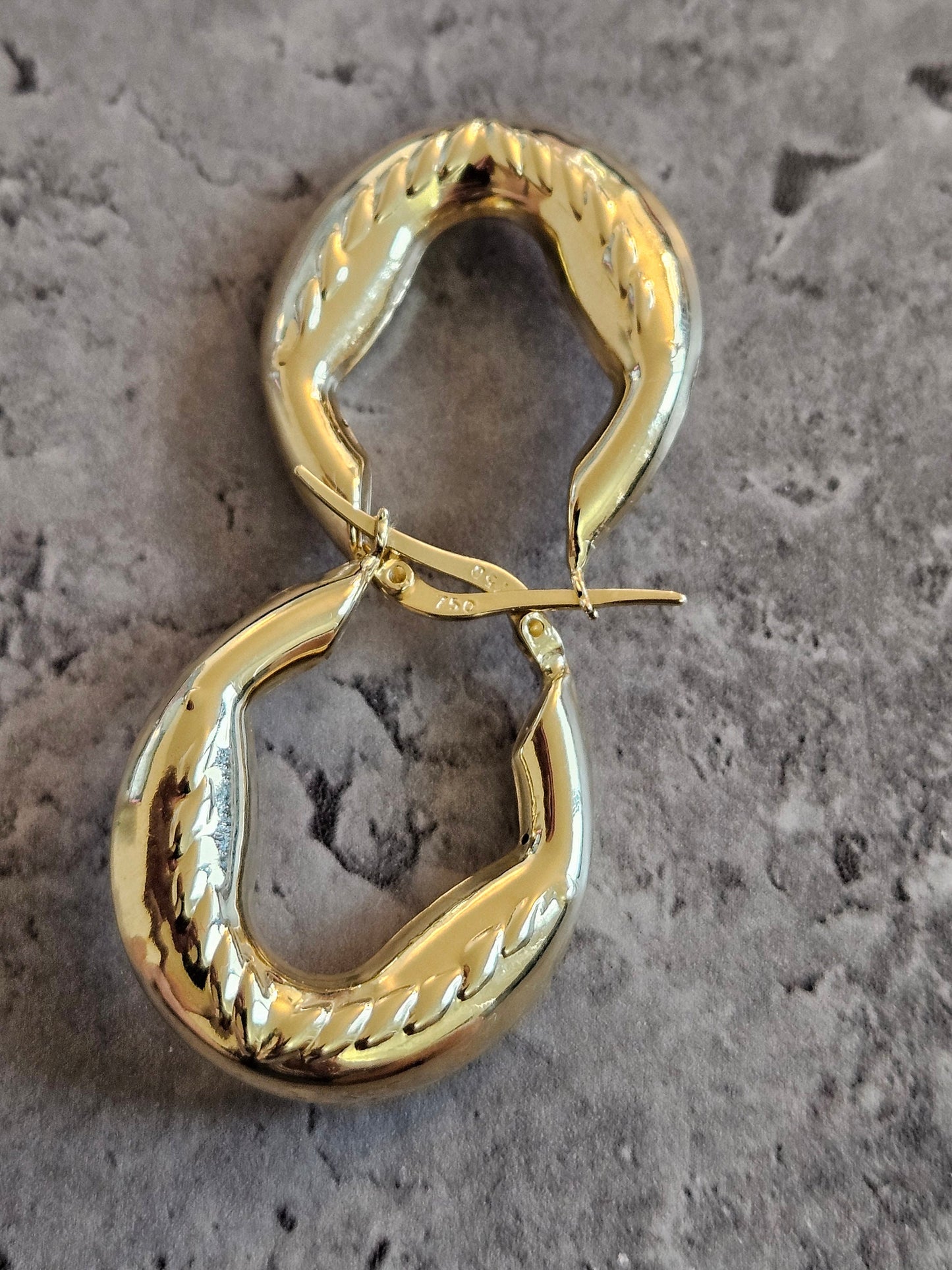 18K earrings gold hoop yellow real solid gold, high quality, genuine gold, real solid gold, gold earrings Italian gold, gift for her