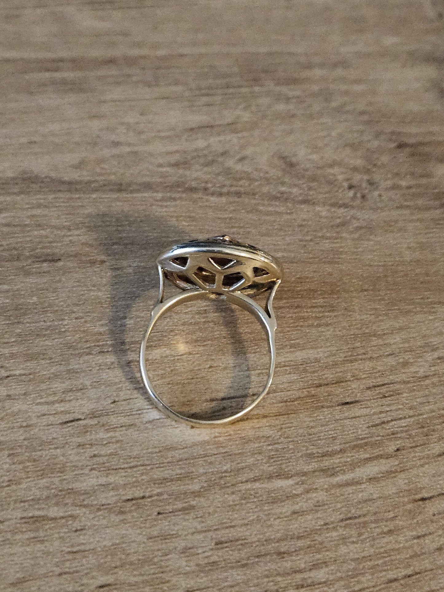 Vintage 14K Gold Ring with Deep Red Center and Clear Accents, Unique Statement Jewelry, Antique Style Cocktail or Engagement Ring, Gift her