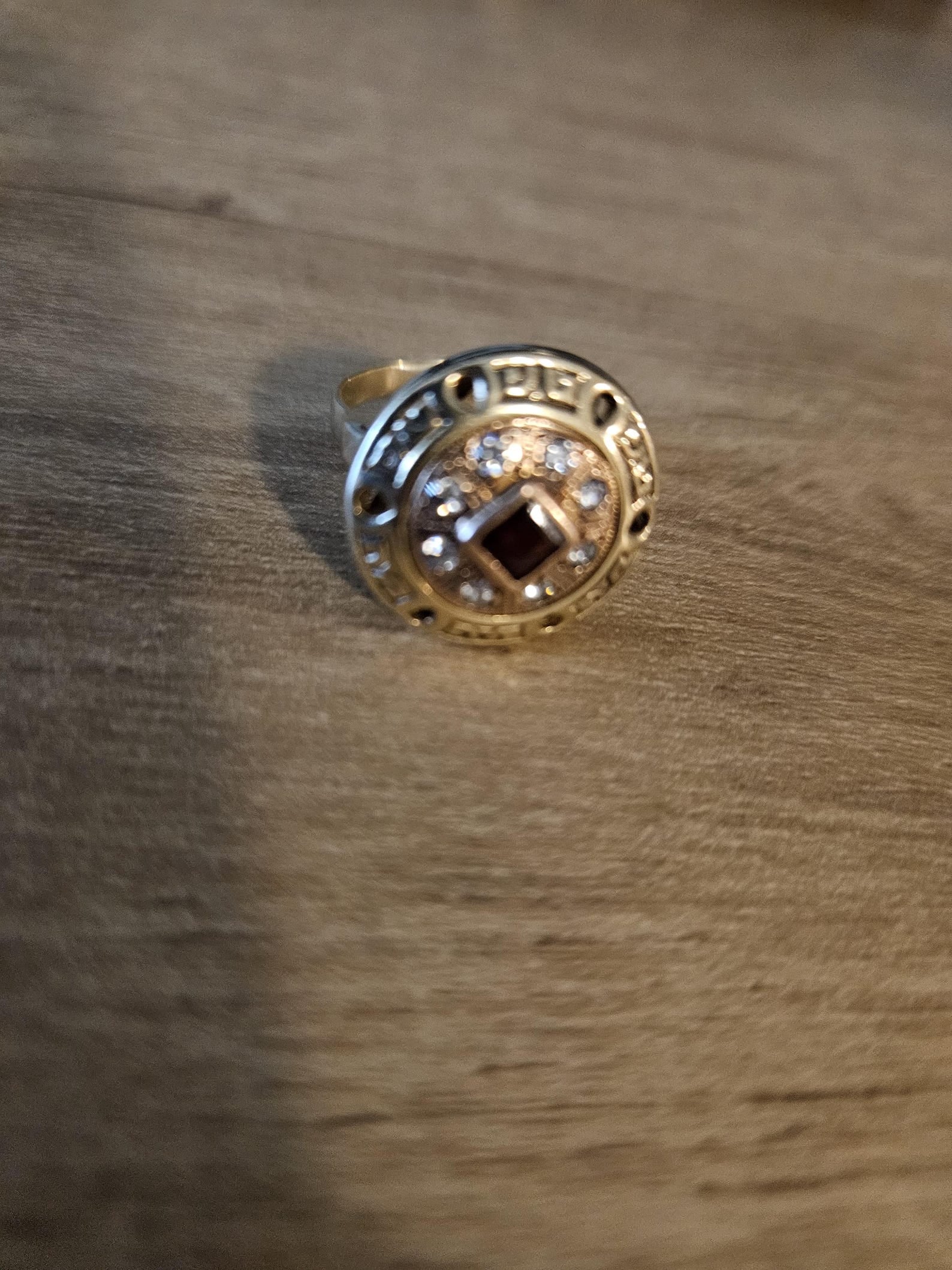 Vintage 14K Gold Ring with Deep Red Center and Clear Accents, Unique Statement Jewelry, Antique Style Cocktail or Engagement Ring, Gift her