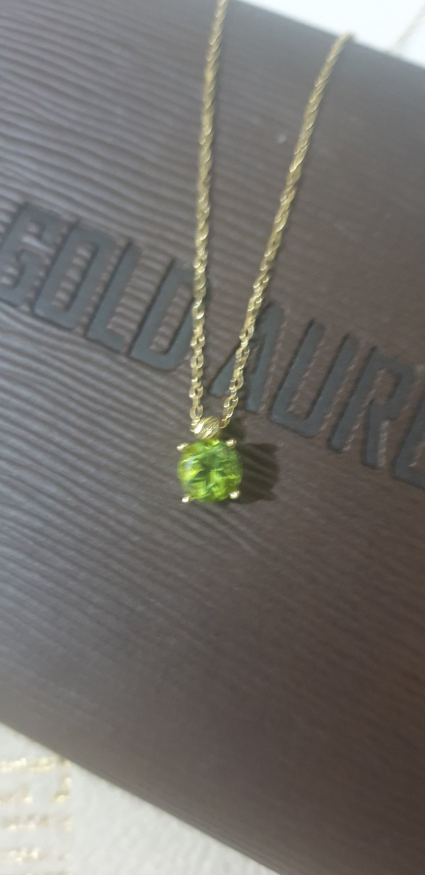 18k Gold pendant August Birthstone Necklace, Peridot Green Pendant, 18K Gold, Wife Gift, Personalized Round Necklace, Bridesmaid, Mom Gift