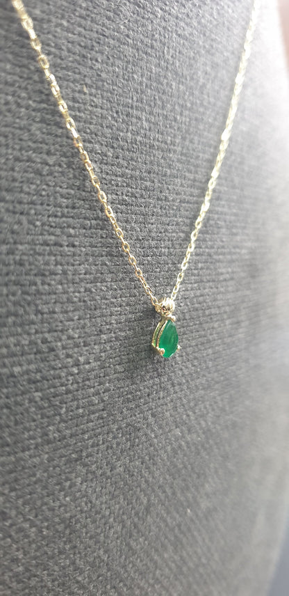 18k Gold Necklace Natural Emerald Pendant, 18K Solid Gold Necklace, Natural Emerald Pendant, Emerald stone, Genuine stones, Gift for her