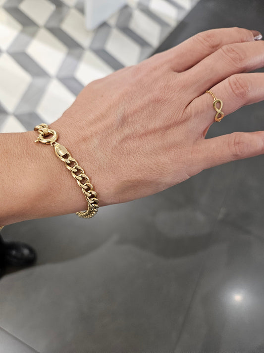 Gold Cuban Braclet Curb, 18k Link Chain Bracelet, 5 MM Width, Real Gold Gourmet Bracelet Gift for Her, Gift for Him, Unisex Bracelet