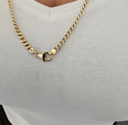 18k Solid Gold Cuban link Chain Necklace, Curb Necklace Chain 18kt Real Gold Cuban , Genuine Authentic Gold chain Necklace, Gift for him her