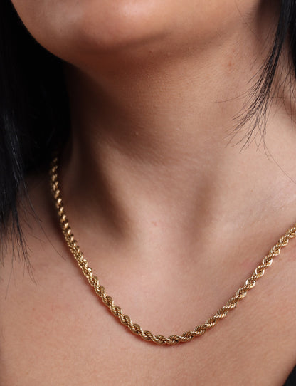 18k Necklace Solid Gold, 18k Rope Chain, Women's Gold Jewelry, Ladies Gold Chain, Man Gold Chain, Chain for Layering, Gift for her him