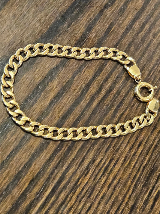 18k Real Gold Cuban Curb Link Chain Bracelet, 5 MM Width, Real Gold Gourmet Bracelet Gift for Her, Gift for Him, Unisex Bracelet, Best Price
