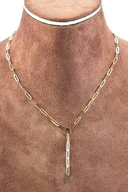 18k Gold Paperclip Necklace, Paperclip Gold Chai, Real Solid Gold , Chain supply, Necklace 18K Shiny Gold Chain Necklace Birthday Gift