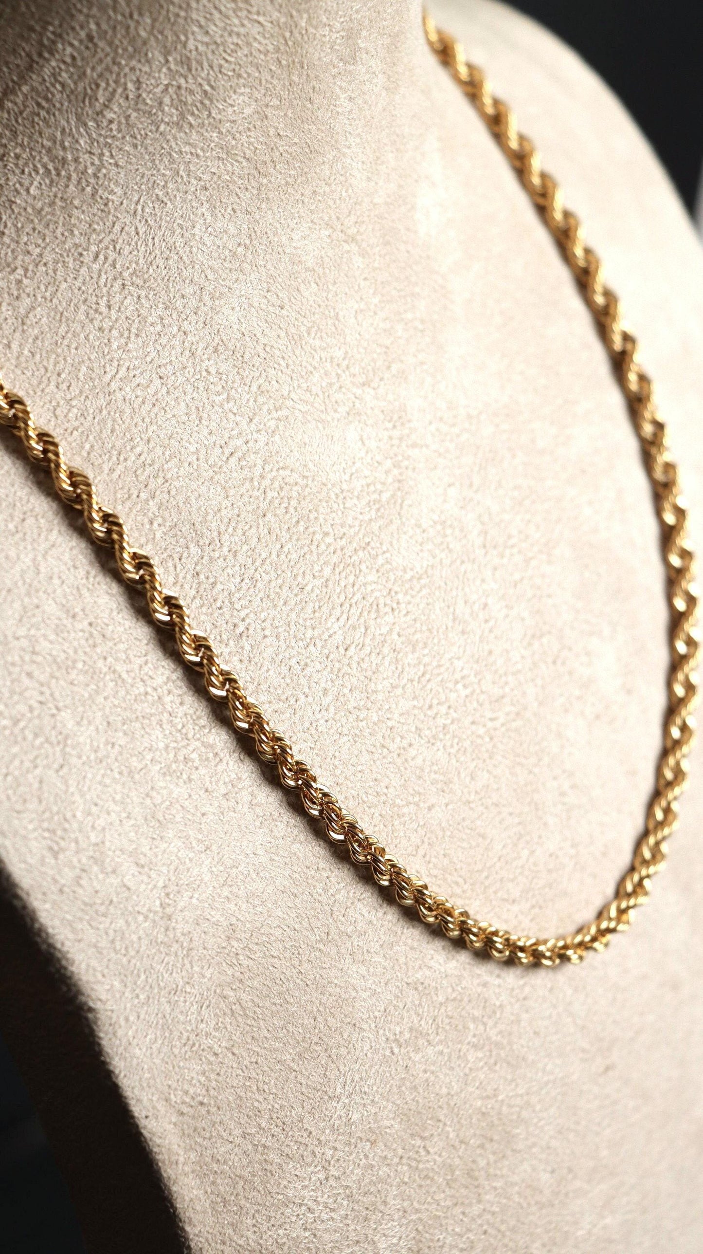 18k Necklace Solid Gold, 18k Rope Chain, Women's Gold Jewelry, Ladies Gold Chain, Man Gold Chain, Chain for Layering, Gift for her him