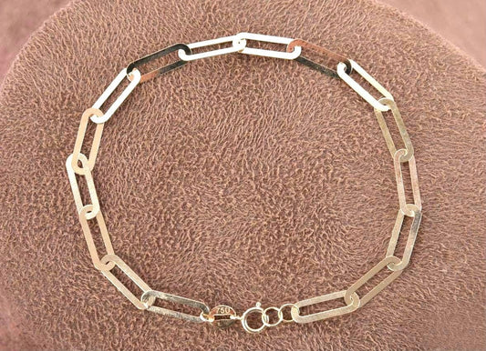 Paperclip Bracelet 18k Solid Gold Chain Bracelet, Dainty Chain, In Trend Chain Bracelet in Gold, Delicate / NOT HOLLOW!, Gift for Her