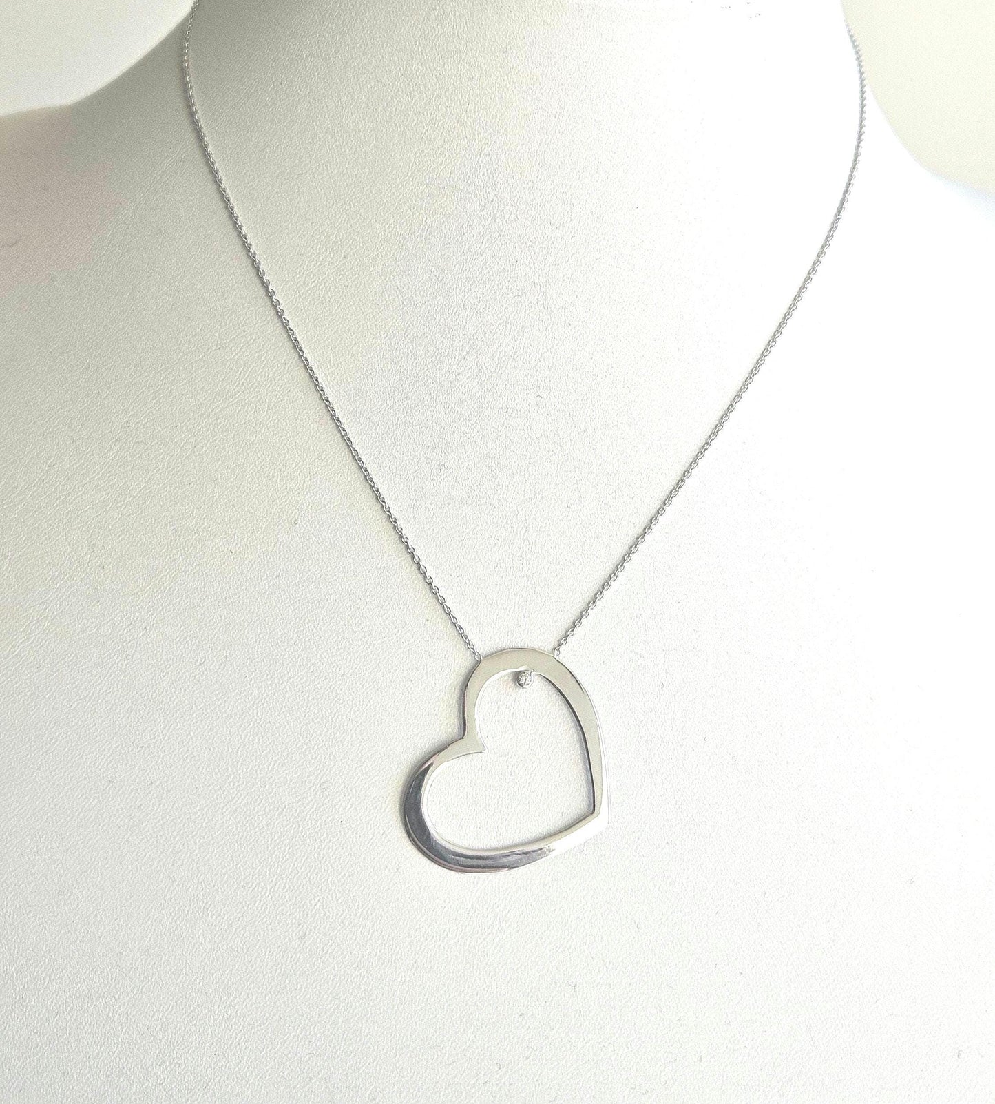 18K Solid Gold Heart Pendant Necklace, Minimalist Layering Jewelry, Gold Pendants Jewelry, White Authentic Real Solid 18k Gold, Gift for her