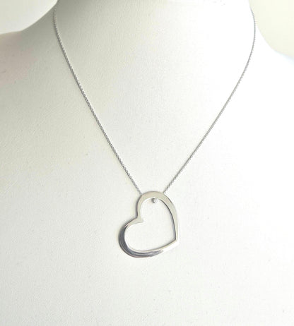 18K Solid Gold Heart Pendant Necklace, Minimalist Layering Jewelry, Gold Pendants Jewelry, White Authentic Real Solid 18k Gold, Gift for her