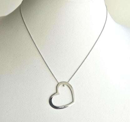 18K Solid Gold Heart Pendant Necklace, Minimalist Layering Jewelry, Gold Pendants Jewelry, White Authentic Real Solid 18k Gold, Gift for her