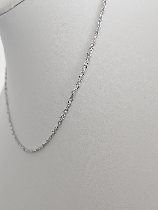 18k Solid White Gold Cuban link Chain Necklace, Curb Necklace Chain 18kt Real Gold Cuban, Genuine Authentic Gold Necklace, Gift for him her