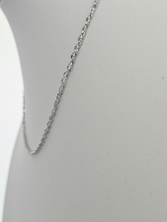 18k White Gold Cuban link Chain Necklace, Solid Curb Necklace Chain 18kt Real Gold Cuban, Genuine Authentic Gold Necklace, Gift for him her