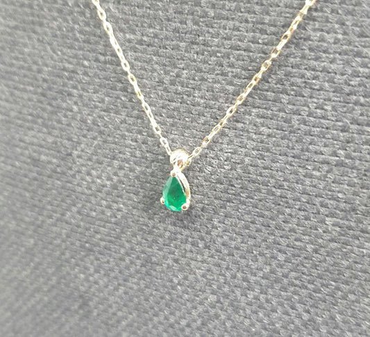 Green Emerald Pendant 18k Necklace, 18K Solid Gold Necklace, Natural Emerald Pendant, Emerald stone, Real Gold, Genuine stones, Christmas Gi