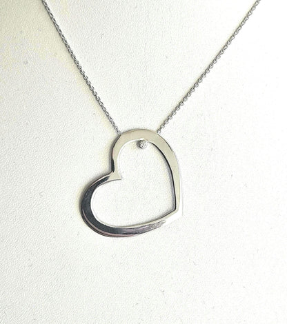 18K Solid Gold Heart Pendant Necklace, Minimalist Layering Jewelry, Gold Pendants Jewelry, White Authentic Real Solid 18k Gold, Gift for her