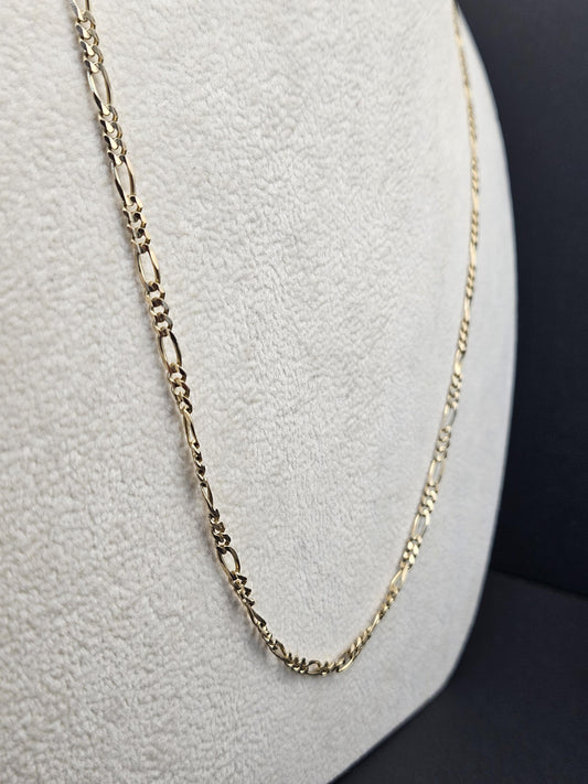14K Gold Necklace Figaro Solid Yellow Gold Chain - Elegant Italian Link Design - Unisex Solid Gold Jewelry - Premium Craftsmanship