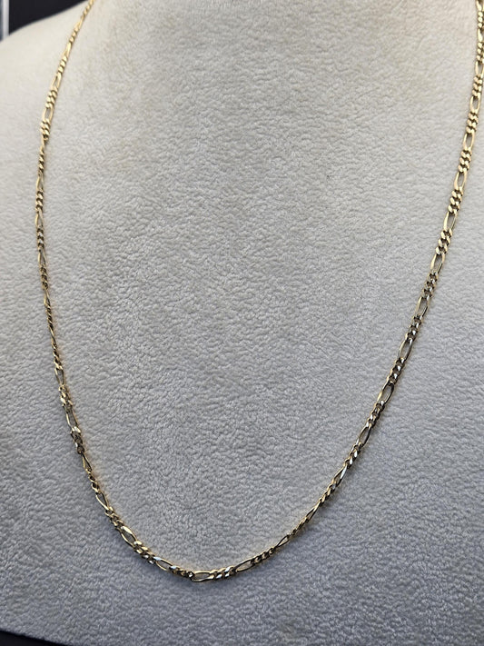 14K Gold Necklace Figaro Solid Yellow Gold Chain - Elegant Italian Link Design - Unisex Solid Gold Jewelry - Premium Craftsmanship