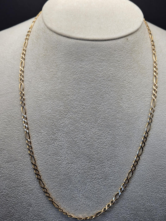 14K Necklace Figaro Solid Yellow Gold Chain - Genuine Elegant Italian Link Design - Unisex Solid Gold Jewelry - Premium Craftsmanship