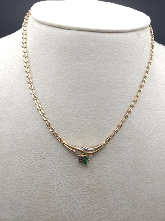 14K Gold Necklace Real Emerald,Solid Gold Natural Emerald Pendant, Emerald stone, Real Gold, Genuine stones, Necklace, May Birthstone Gift