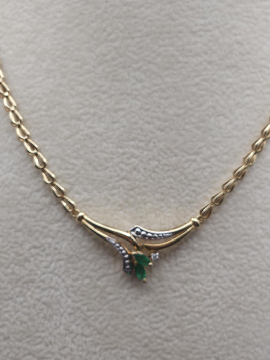 14K Gold Necklace Real Emerald,Solid Gold Natural Emerald Pendant, Emerald stone, Real Gold, Genuine stones, Necklace, May Birthstone Gift