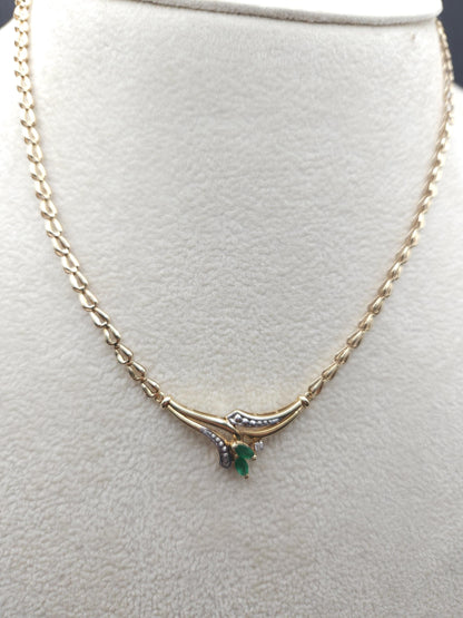 14K Gold Necklace Real Emerald,Solid Gold Natural Emerald Pendant, Emerald stone, Real Gold, Genuine stones, Necklace, May Birthstone Gift