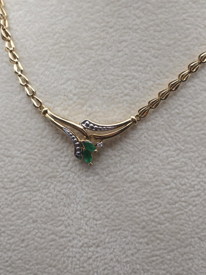 14K Gold Necklace Real Emerald,Solid Gold Natural Emerald Pendant, Emerald stone, Real Gold, Genuine stones, Necklace, May Birthstone Gift